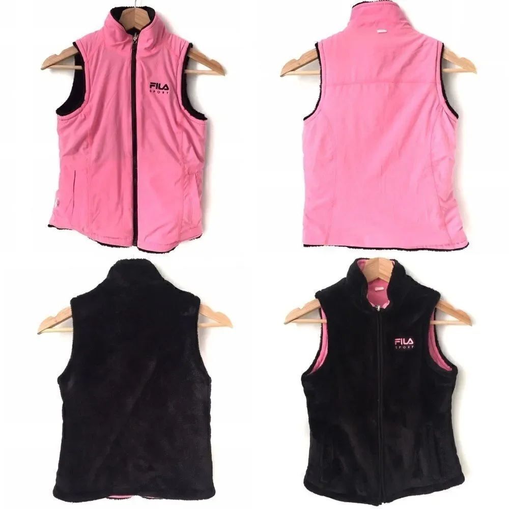 Fila Reversible Front Zip Faux Fur Jacket Vest